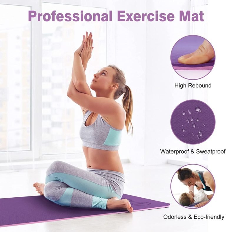 Thick TPE Yoga Mat,Eco-friendly Non-Slip Exercise & Fitness Mat for Men&Women with Carrying Strap, Workout Mat for Yoga,Pilates& Floor Exercise