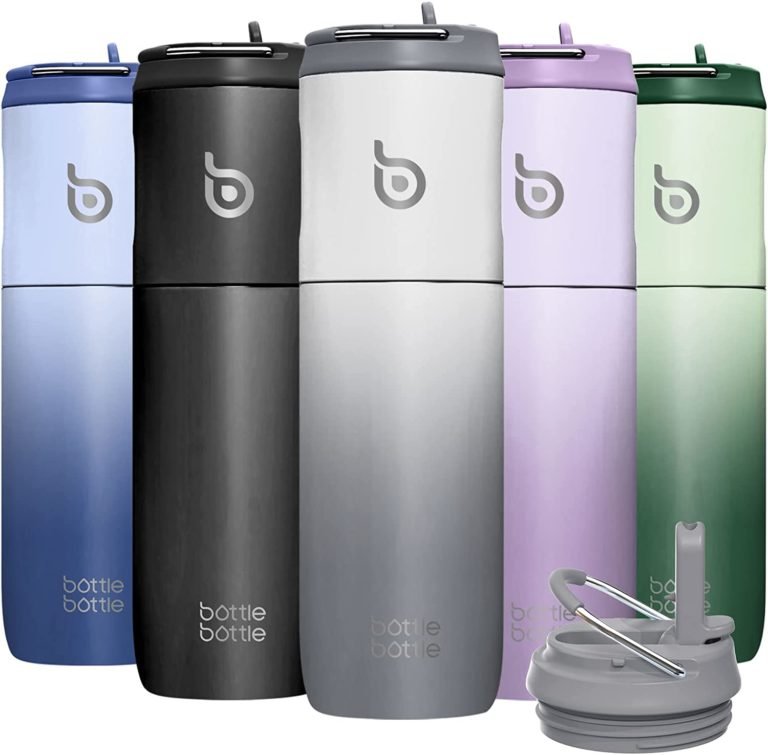Insulated Water Bottle with Straw Lid and Handle for Sports Travel Gym Stainless Steel Water Bottles Double-Wall Vacuum Metal Thermos Bottles Leak Proof BPA-Free