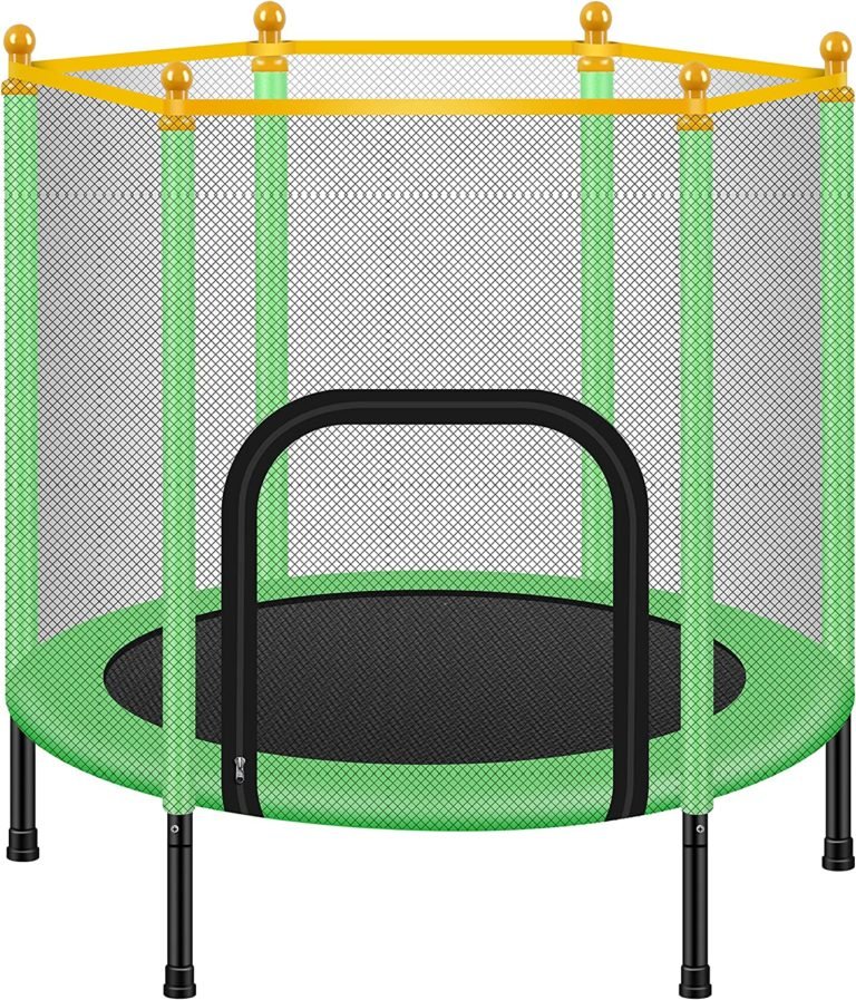 4.5 FT Trampoline for Kids 55“ Trampoline with Safty Enclosure Net Indoor&Outdoor Trampoline for Toddlers Ages 2-8
