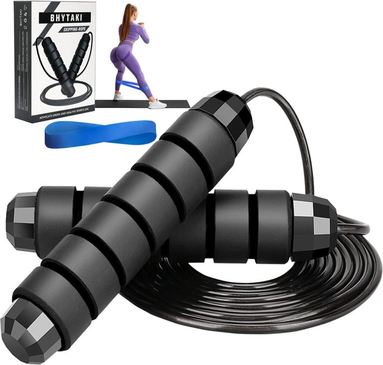 Skipping Rope, Adjustable Jump Rope for Fitness, Jump Ropes for Men Women Gift 1 Resistance Band, Tangle-Free Rapid Speed Jumping Rope for Kids Foam Handles, for Home Aerobic Exercise Equipment